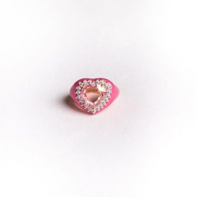 Tiara Pink Heart Ring