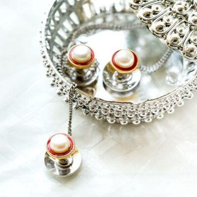 Laraib Red Enamel Pearl Buttons