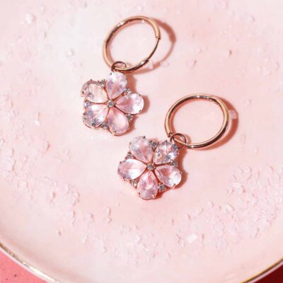 Rose Quartz Hoops