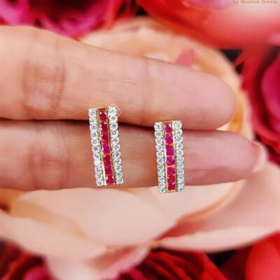 Aiza Ruby and Diamond Earrings